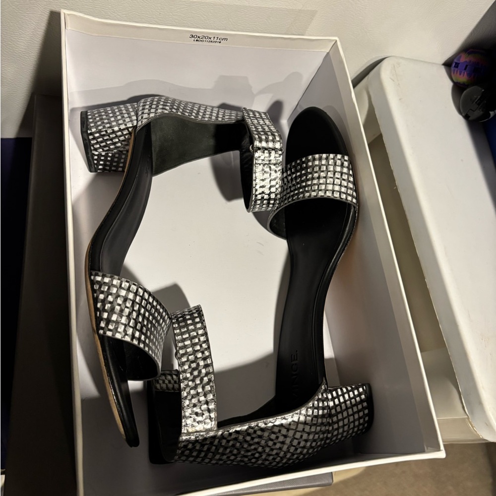 Vince Silver Textured Heels